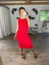 Fit for a Queen Ribbed Fitted Dress (Red)