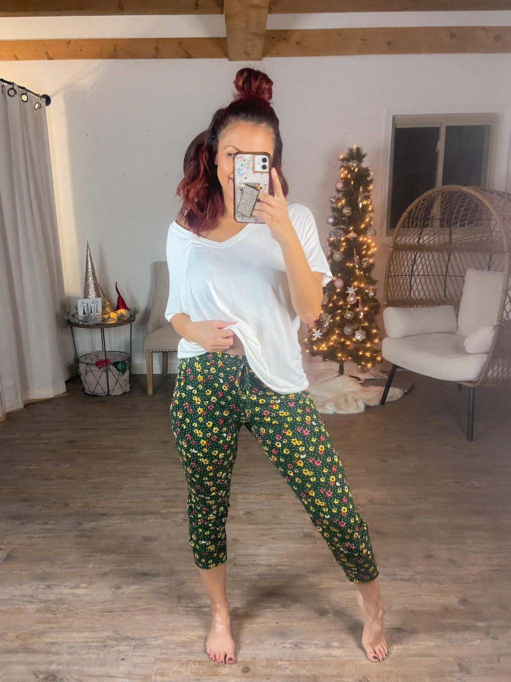 Florally Minded Leggings (Olive)