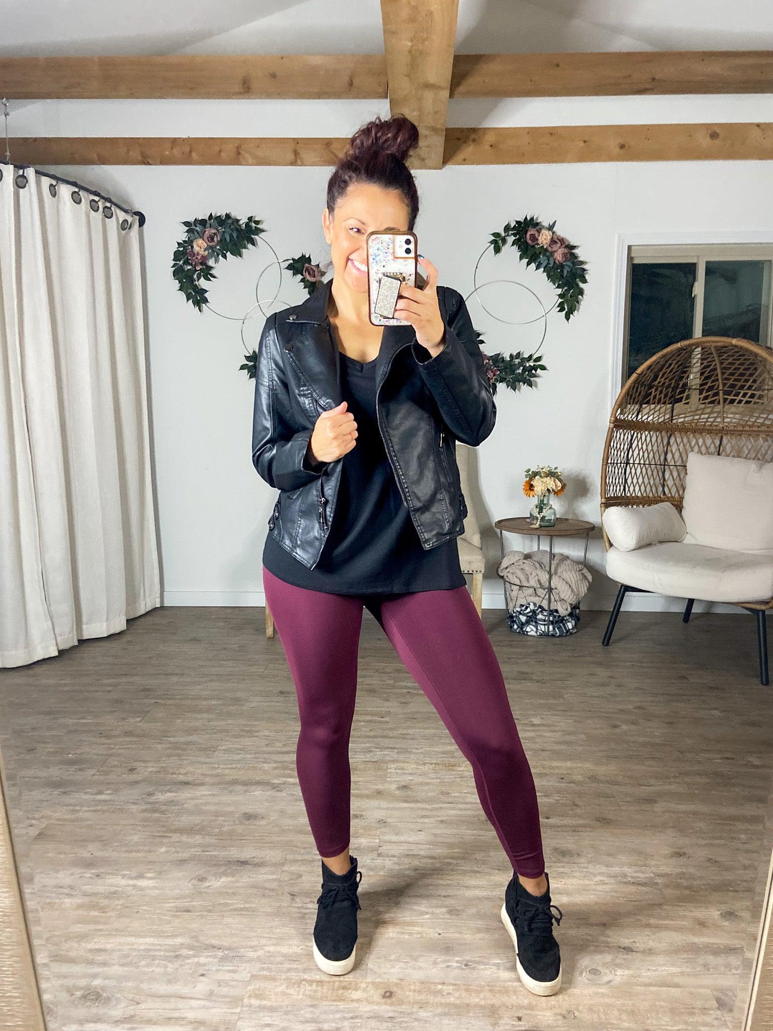 Burgundy Soft Brushed Leggings  Outfits, Outfits leggins, Ropa de