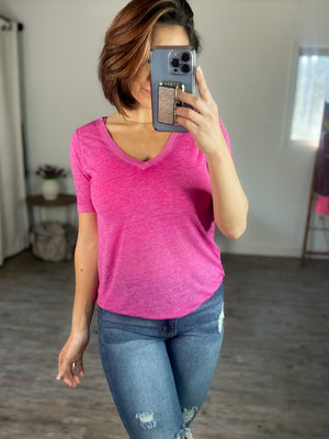 Light & Breezy Burnout Tee (Hot Pink)
