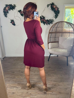 You Can Count On Me Dress (Burgandy)