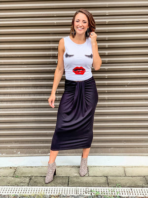 Classy & Casual Black Midi Skirt