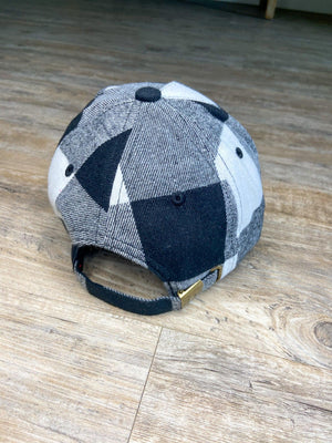 Buffalo Plaid Baseball Cap (Black & White)