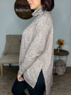 Brushed Cowl Neck Side Slit Top (Mocha)