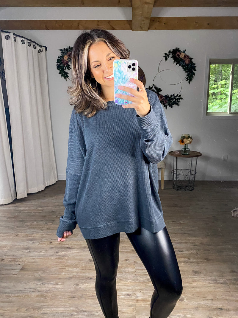 On The Go Pullover (Heathered Black)
