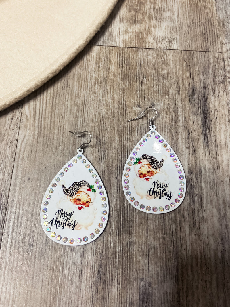 Vintage Santa Earrings (White)