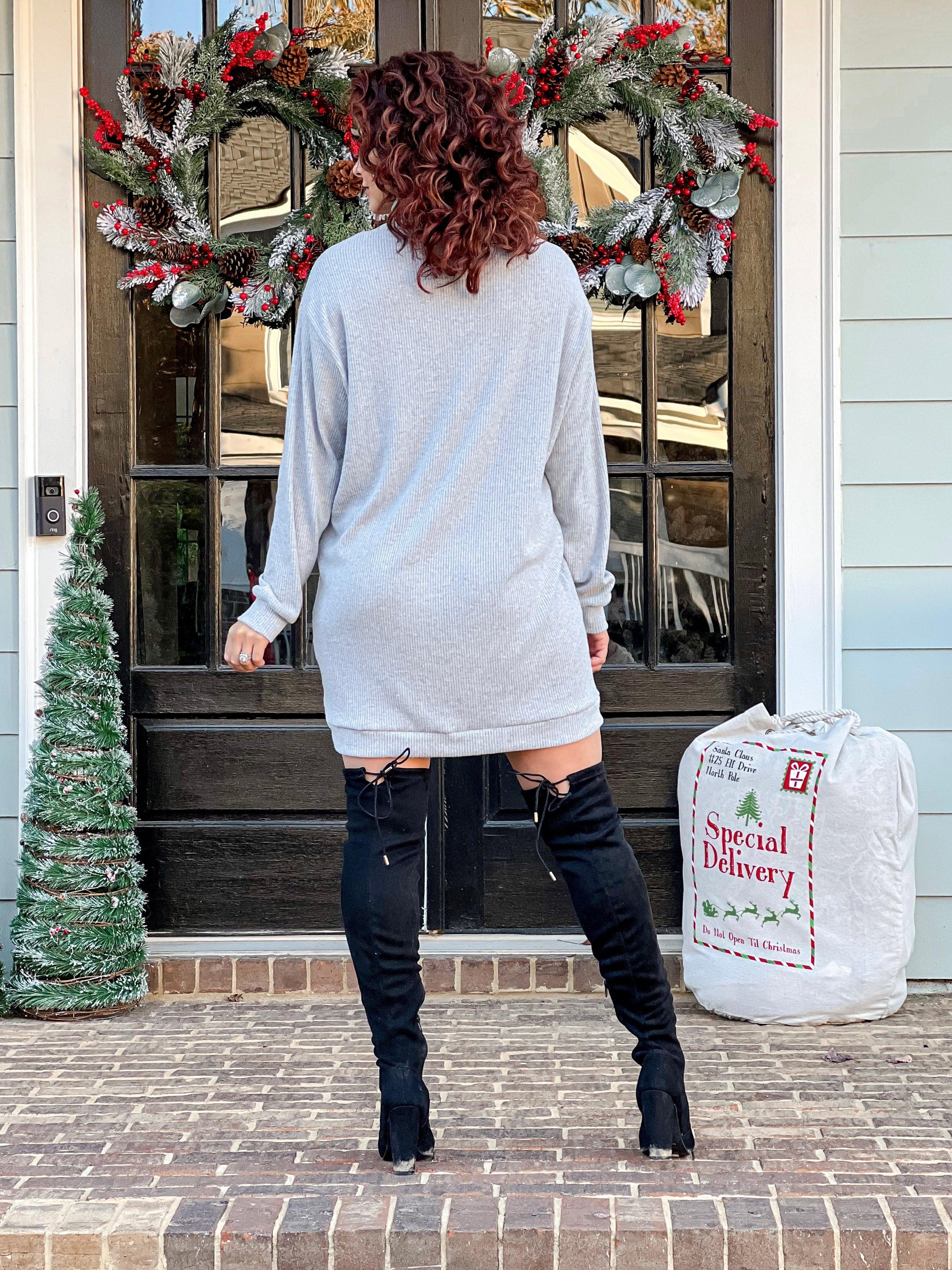 for The Love Cowl Neck Sweater Dress (Heather Grey) L for The Love Cowl Neck Sweater Dress (Heather Grey) L