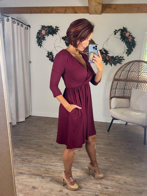 You Can Count On Me Dress (Burgandy)