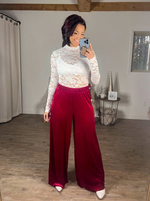 Vast Possibilities Velvet Pants (Burgundy)