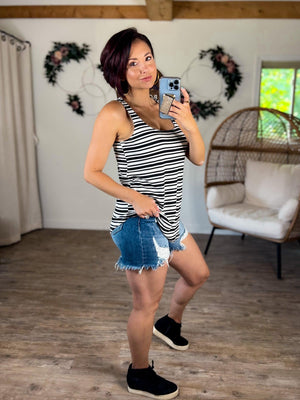 Sunshine & Stripes Tank (Black & White)