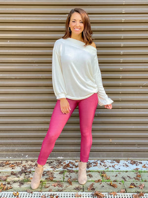 Just Go With It Jeggings (Heathered Burgundy)
