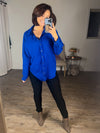 Oh My Gauze Button Down Top (Bright Blue)