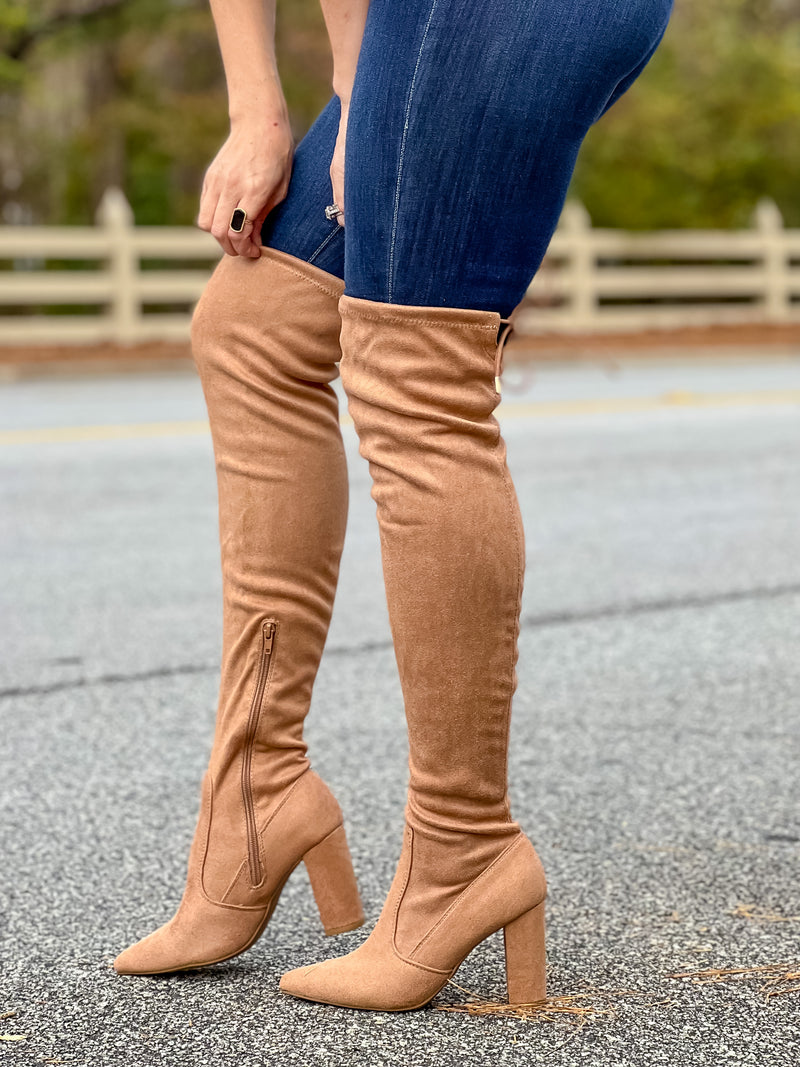 Over The Knee Camel Boots – Sunday's Best Boutique